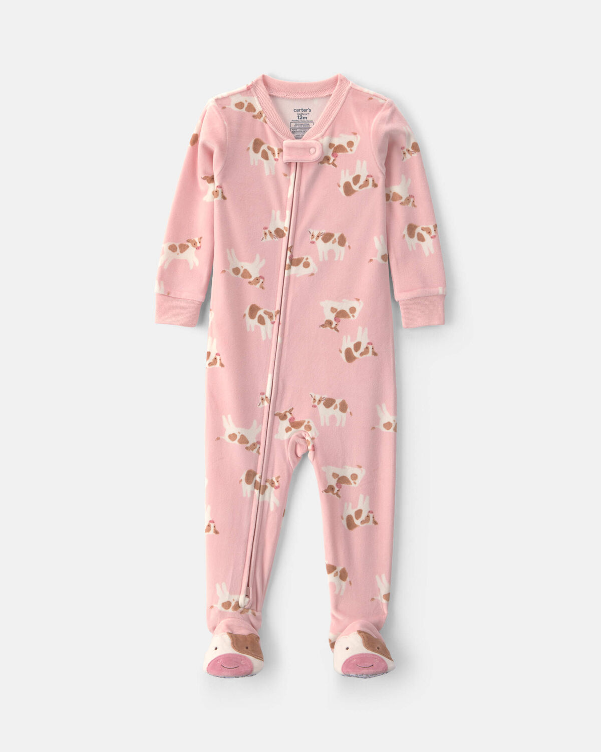 Toddler Girl 1-Piece Cow DreamPlush Snug Fit Footed Pajama - Pink 1 Toddler Girl 1-Piece Cow DreamPlush Snug Fit Footed Pajama - Pink