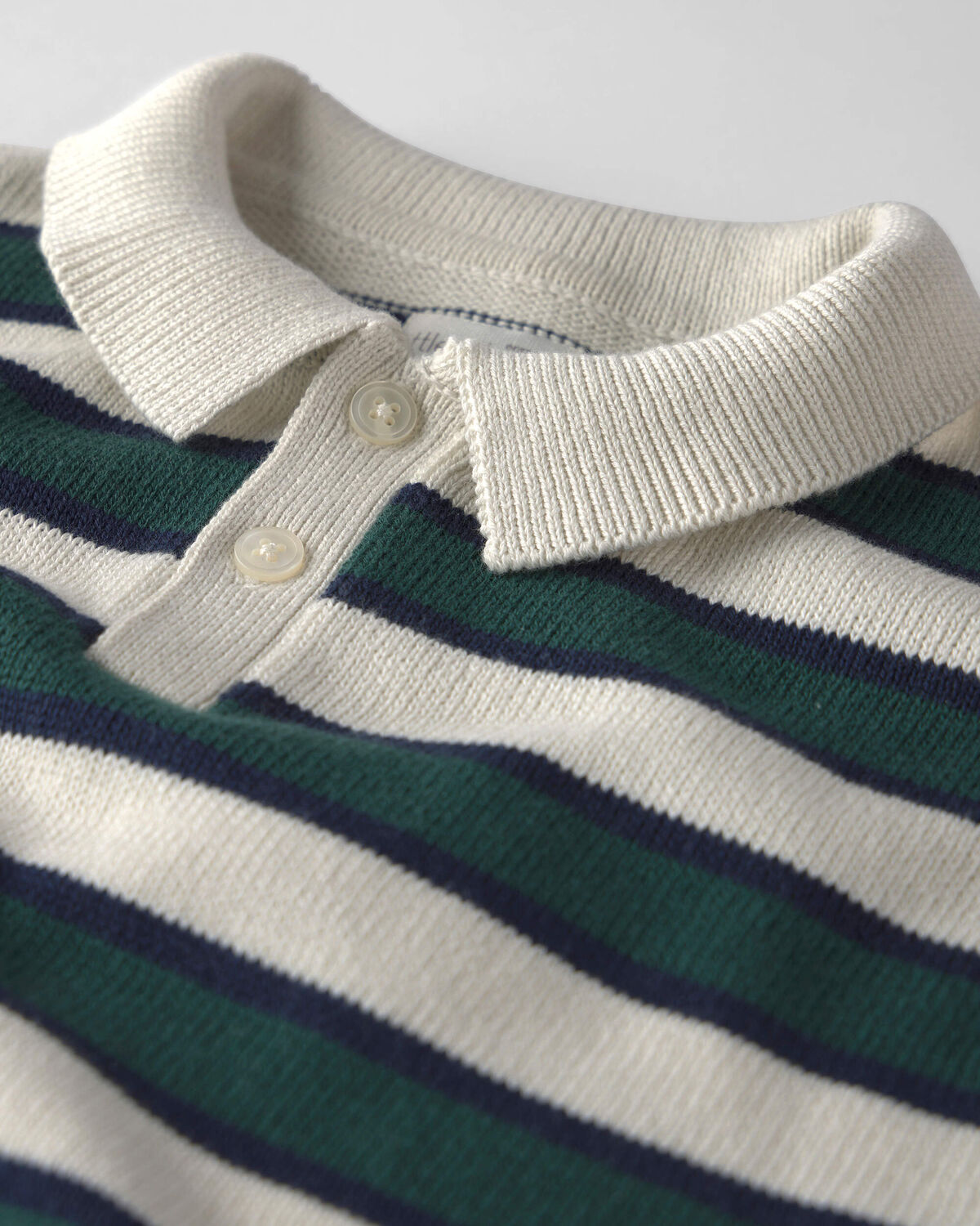 Toddler Boy Organic Cotton Sweater Knit Polo in Stripes