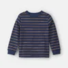 Boys Striped Long-Sleeve T-Shirt - Navy Blue/Red
