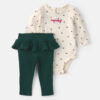 Baby Girl 2-Piece 'Merry' Long-Sleeve Bodysuit & Pant Set - Cream/Green