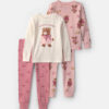 Toddler Girl 4-Piece Bear Varsity 100% Cotton Snug Fit Pajama Set - Pink/Cream 7 Toddler Girl 4-Piece Bear Varsity 100% Cotton Snug Fit Pajama Set - Pink/Cream