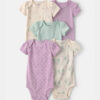 Baby Girl 5-Pack Floral Multipack Bodysuits - Purple/Green