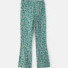 Girls Floral Cotton Pull-On Stretch Flare Leggings - Green 5 Girls Floral Cotton Pull-On Stretch Flare Leggings - Green