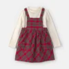 Toddler Girl 2-Piece Plaid Dress Set - Red/Cream 6 Toddler Girl 2-Piece Plaid Dress Set - Red/Cream