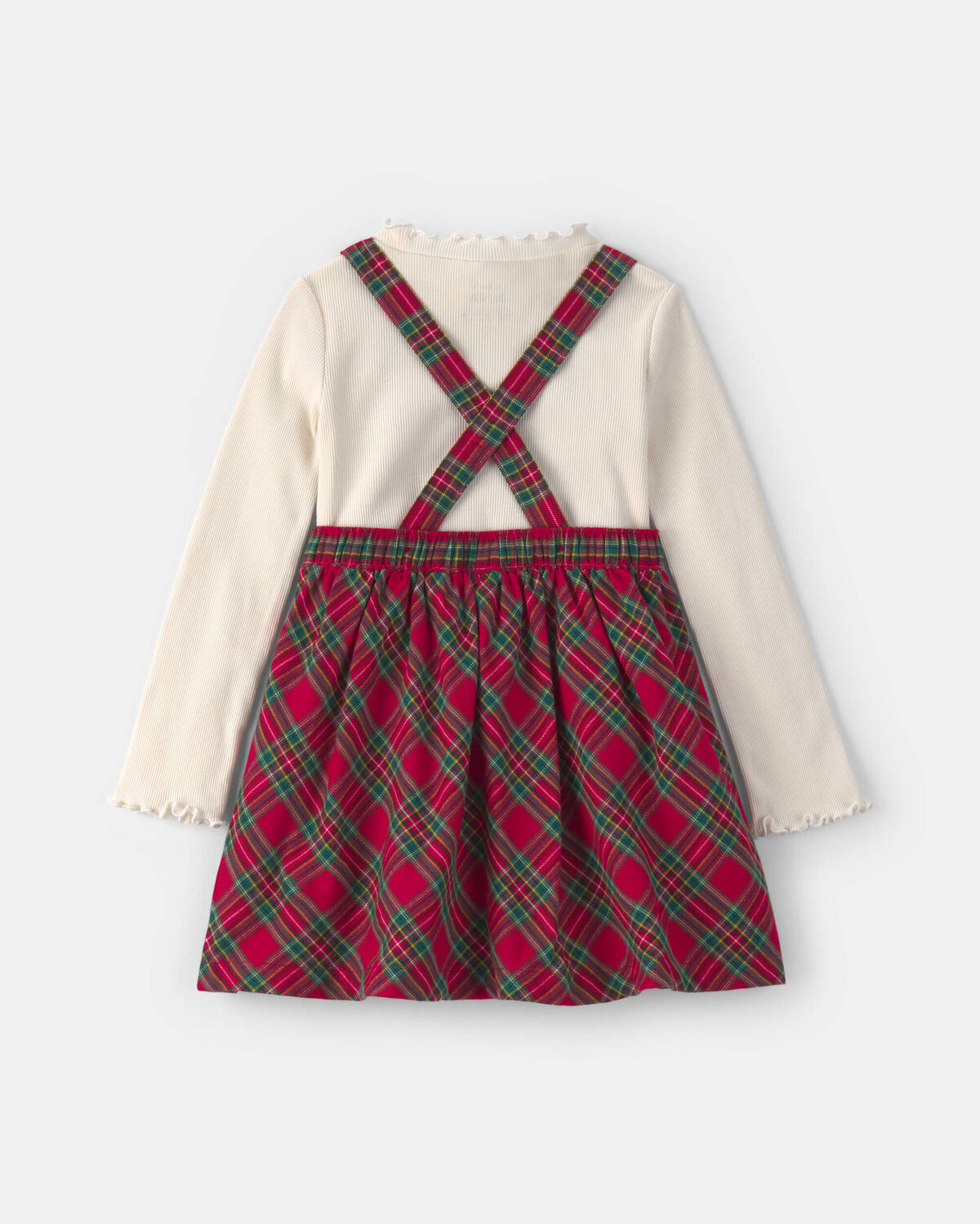 Toddler Girl 2-Piece Plaid Dress Set - Red/Cream 2 Toddler Girl 2-Piece Plaid Dress Set - Red/Cream