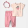 Baby Girl 3-Piece Strawberry Top & Pant Set - Pink 6 Baby Girl 3-Piece Strawberry Top & Pant Set - Pink