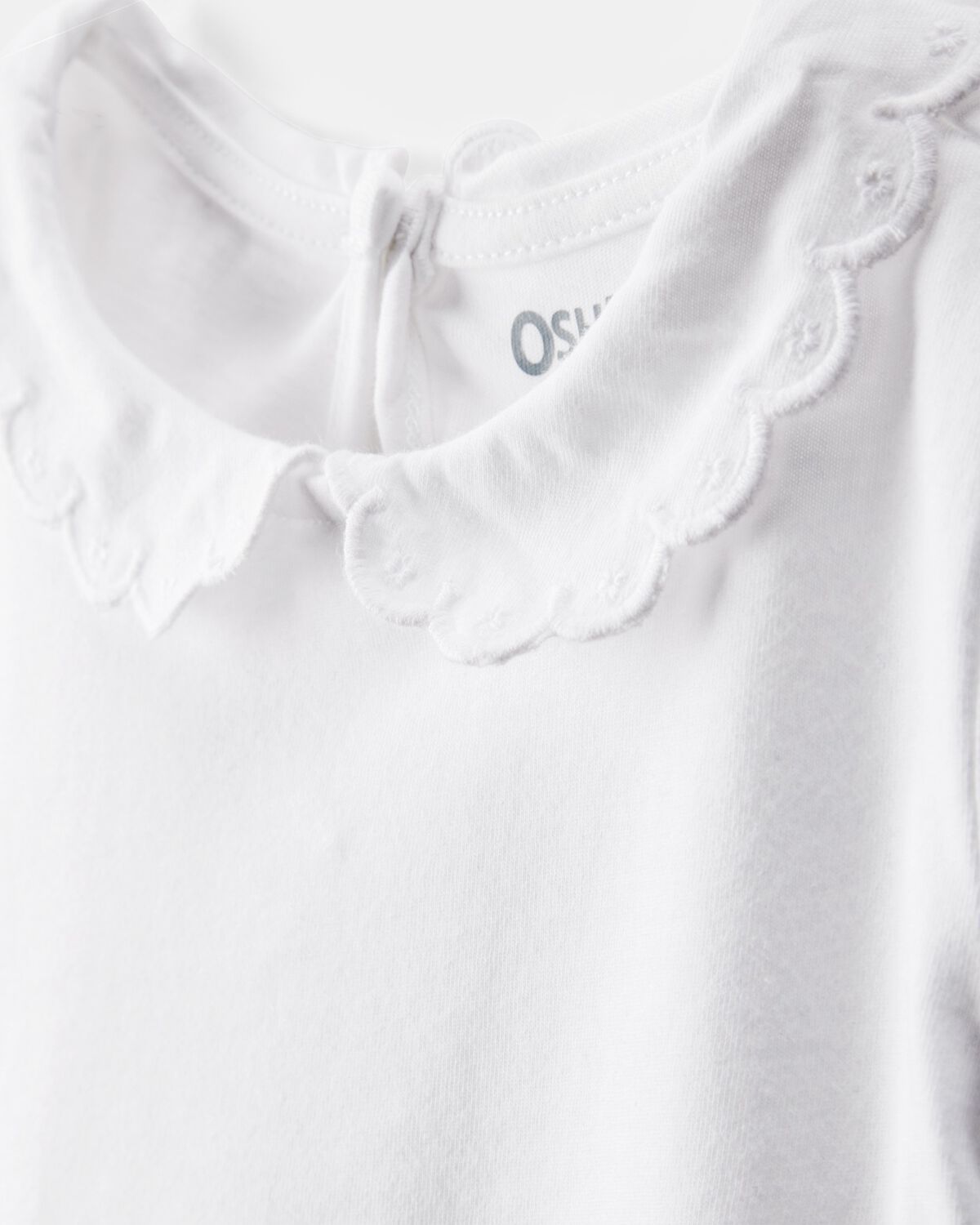 Toddler Scalloped Collar Short-Sleeve Top - White