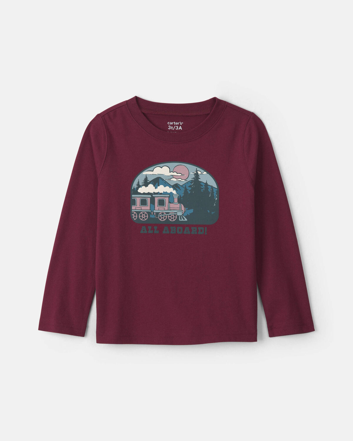 Toddler Boy 'All Aboard!' Train Long-Sleeve Graphic Tee - Burgundy