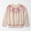 Girls Organic Cotton Fair Isle Sweater Knit Pullover