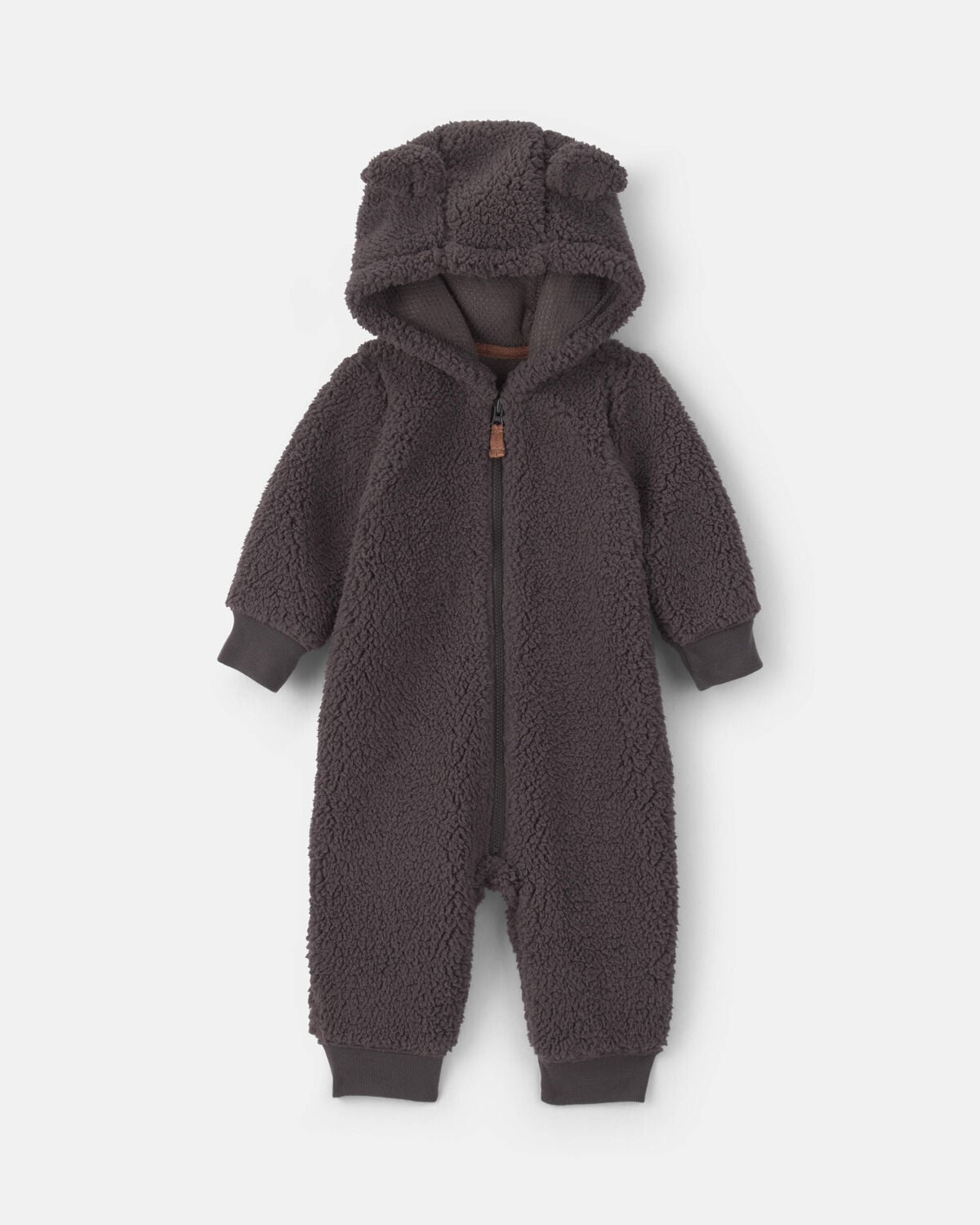Baby Boy Dog Teddy Fleece Long-Sleeve Jumpsuit - Grey