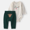 Baby 2-Piece 'Baby's First Christmas' Long-Sleeve Bodysuit & Pant Set - Ivory/Green