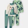 Toddler Boy 4-Piece 'Yawn!' Dino 100% Cotton Snug Fit Pajama Set - Green/Cream