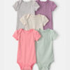 Baby Girl 5-Pack Multipack Bodysuits - Pink/Green/Purple