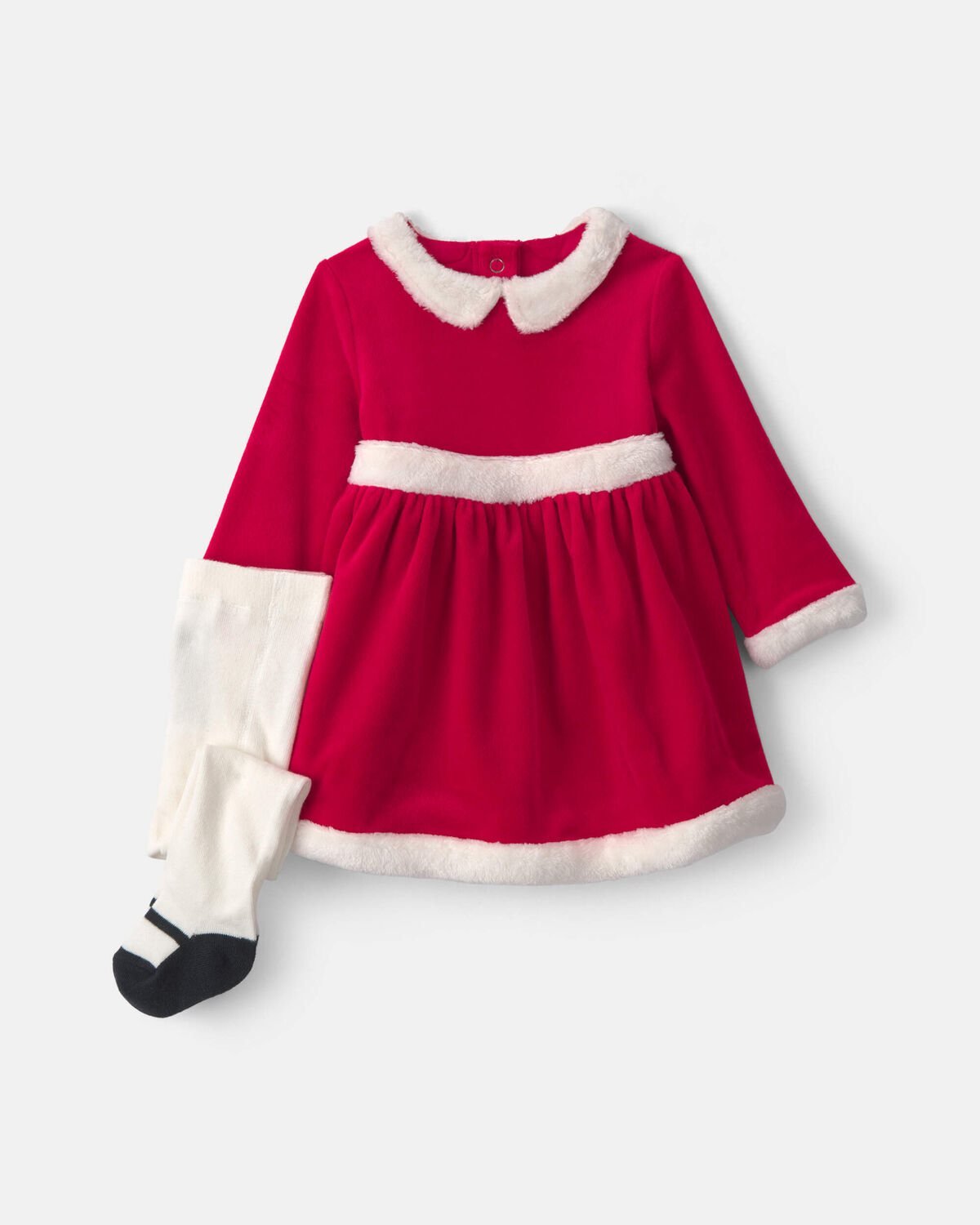 Baby Girl 2-Piece Christmas Long-Sleeve Dress Set - Red