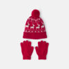 Kids 2-Piece Fair Isle Christmas Beanie & Glove Set - Red
