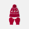 Baby 2-Piece Fair Isle Christmas Beanie & Glove Set - Red
