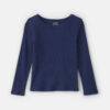 Girls Long-Sleeve Ribbed Top - Navy Blue