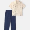 Toddler Boy 2-Piece Chambray Short-Sleeve Top & Pant Set - Cream/Blue