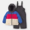 Toddler Boy 2-Piece Color Block Hooded Snowsuit Jacket & Bib Set - Blue/Red 11 Toddler Boy 2-Piece Color Block Hooded Snowsuit Jacket & Bib Set - Blue/Red