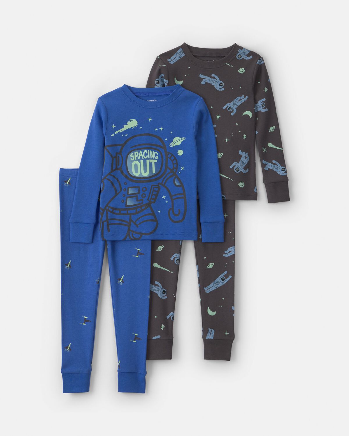 Toddler Boy 4-Piece Astronaut Glow in the Dark 100% Cotton Snug Fit Pajama Set - Blue 1 Toddler Boy 4-Piece Astronaut Glow in the Dark 100% Cotton Snug Fit Pajama Set - Blue