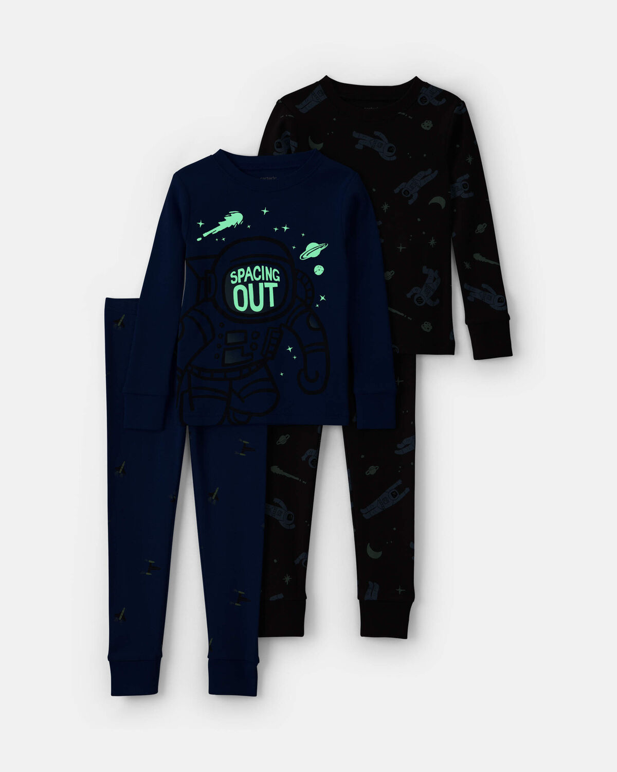 Toddler Boy 4-Piece Astronaut Glow in the Dark 100% Cotton Snug Fit Pajama Set - Blue 5 Toddler Boy 4-Piece Astronaut Glow in the Dark 100% Cotton Snug Fit Pajama Set - Blue
