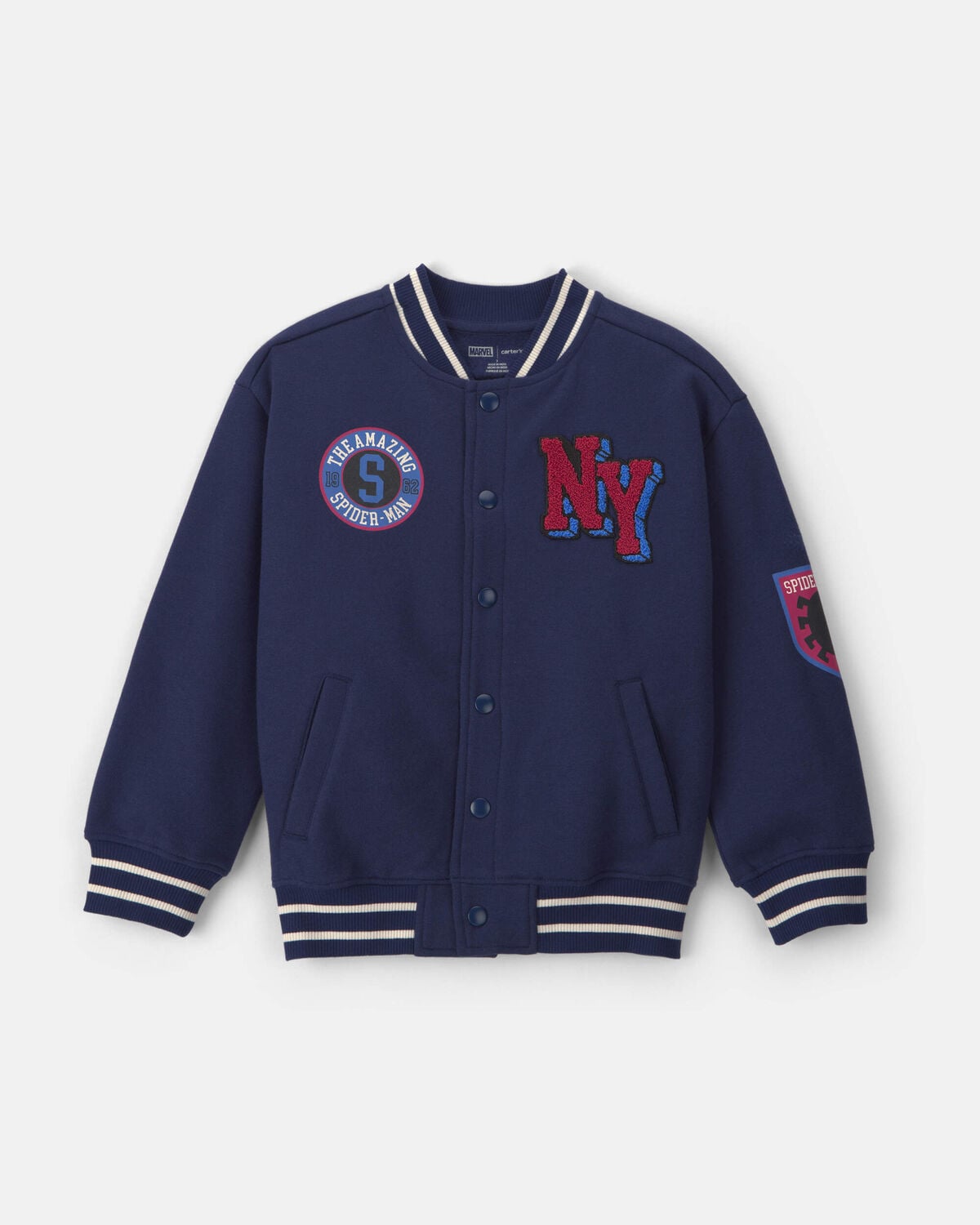 Boys ©Marvel Spider-Man Fleece Varsity Jacket  - Blue
