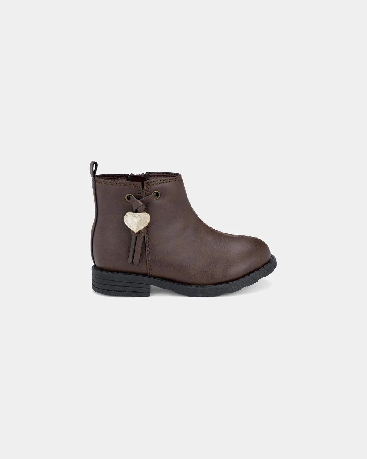 Toddler Girl Heart Charm Boots - Brown