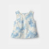 Girls Washed Floral Twill Tank Top - Ivory/Blue