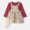 Baby Girl 3-Piece Floral Twill Long-Sleeve Dress Set - Burgundy/Cream 7 Baby Girl 3-Piece Floral Twill Long-Sleeve Dress Set - Burgundy/Cream