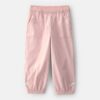 Toddler Girl Bow-Cuff Poplin Joggers - Pink