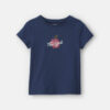 Girls 'New York' Apple Graphic Tee - Navy Blue