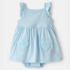 Baby Girl Heart Sleeveless Bodysuit Dress - Blue