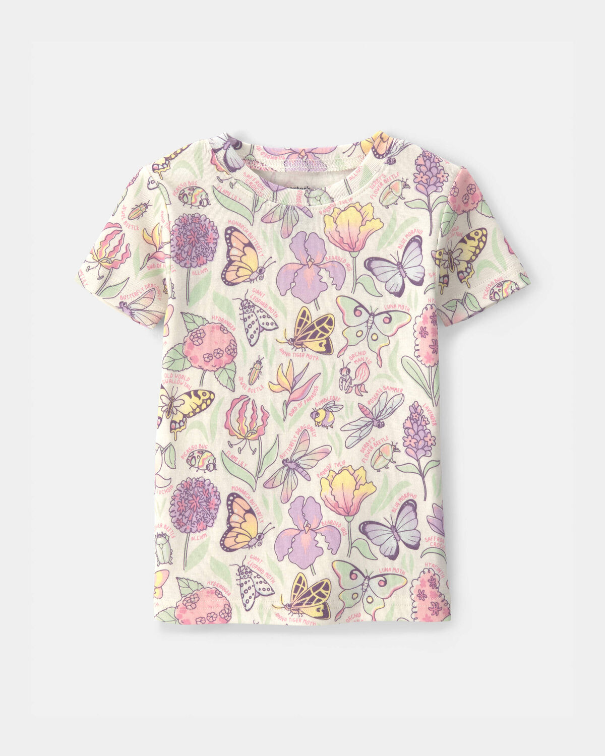 Toddler Girl Butterfly 100% Cotton Snug Fit 2-Piece Pajama Set - Cream 3 Toddler Girl Butterfly 100% Cotton Snug Fit 2-Piece Pajama Set - Cream