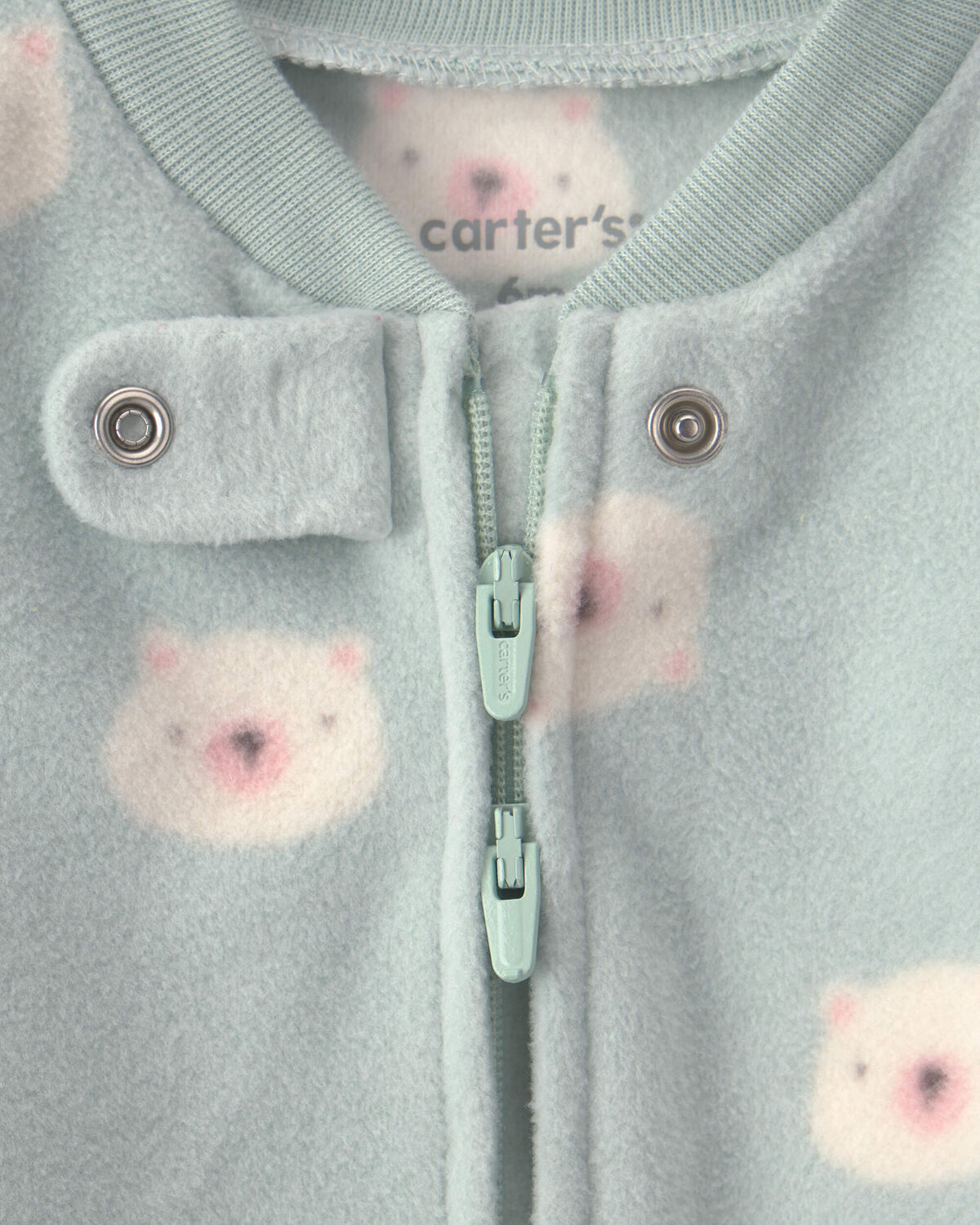 Baby Girl Bear Fleece 2-Way Zip Sleep & Play Pajamas - Green 3 Baby Girl Bear Fleece 2-Way Zip Sleep & Play Pajamas - Green