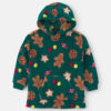 Kids Christmas Gingerbread Fleece Pajama Hoodie - Green
