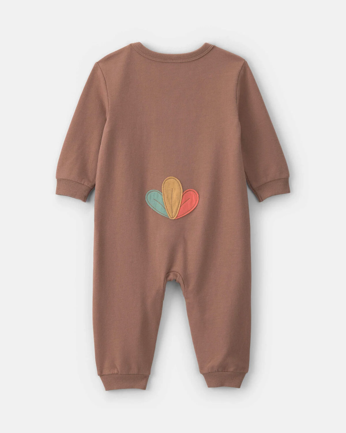 Baby Turkey Thanksgiving French Terry Long-Sleeve Jumpsuit - Brown 2 Baby Turkey Thanksgiving French Terry Long-Sleeve Jumpsuit - Brown