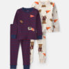 Toddler Boy 4-Piece Dog Striped 100% Cotton Snug Fit Pajama Set - Burgundy/Cream 4 Toddler Boy 4-Piece Dog Striped 100% Cotton Snug Fit Pajama Set - Burgundy/Cream