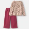 Toddler Girl 2-Piece Floral Fleece Long-Sleeve Top & Pant Set - Brown/Red