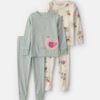 Toddler Girl 4-Piece Country Chicken 100% Cotton Snug Fit Pajama Set - Green/Cream
