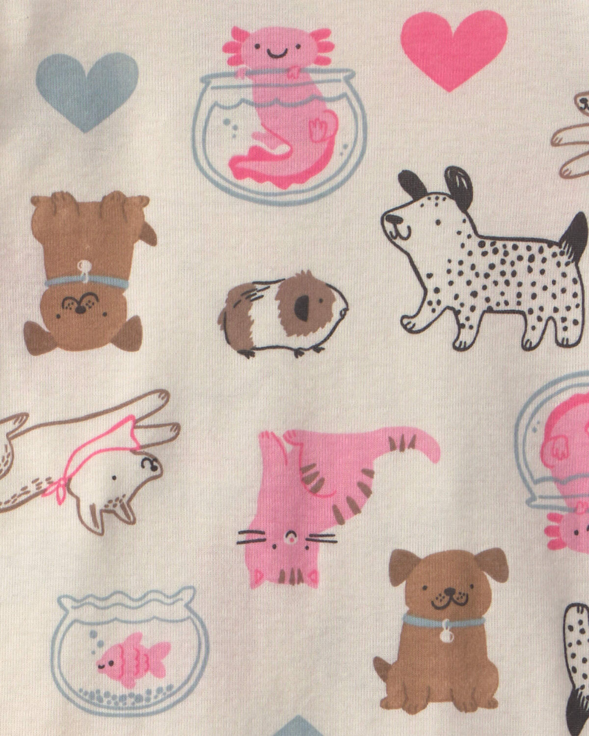 Toddler Girl 4-Piece Pets 100% Cotton Snug Fit Pajama Set - Pink/Cream 3 Toddler Girl 4-Piece Pets 100% Cotton Snug Fit Pajama Set - Pink/Cream