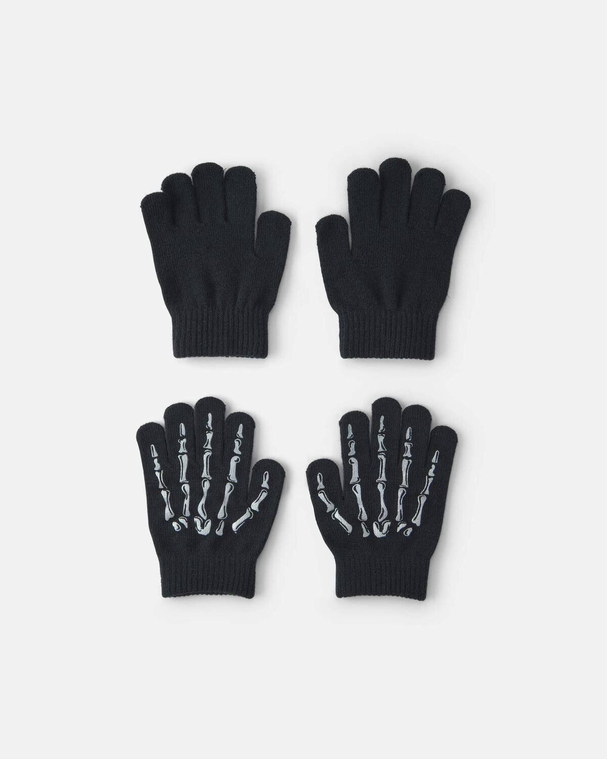 Boys 2-Pack Skeleton Halloween Winter Gloves - Black 1 Boys 2-Pack Skeleton Halloween Winter Gloves - Black