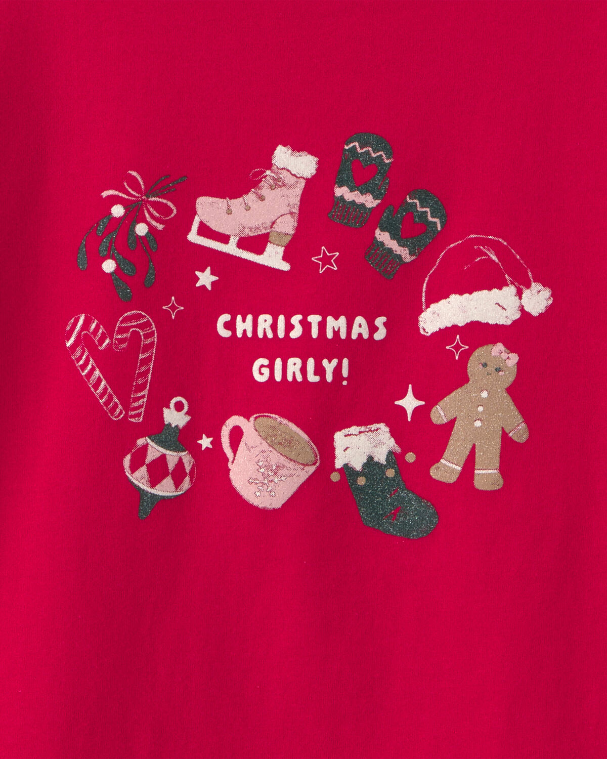 Girls 'Christmas Girly!' Long-Sleeve Graphic Tee - Red 2 Girls 'Christmas Girly!' Long-Sleeve Graphic Tee - Red