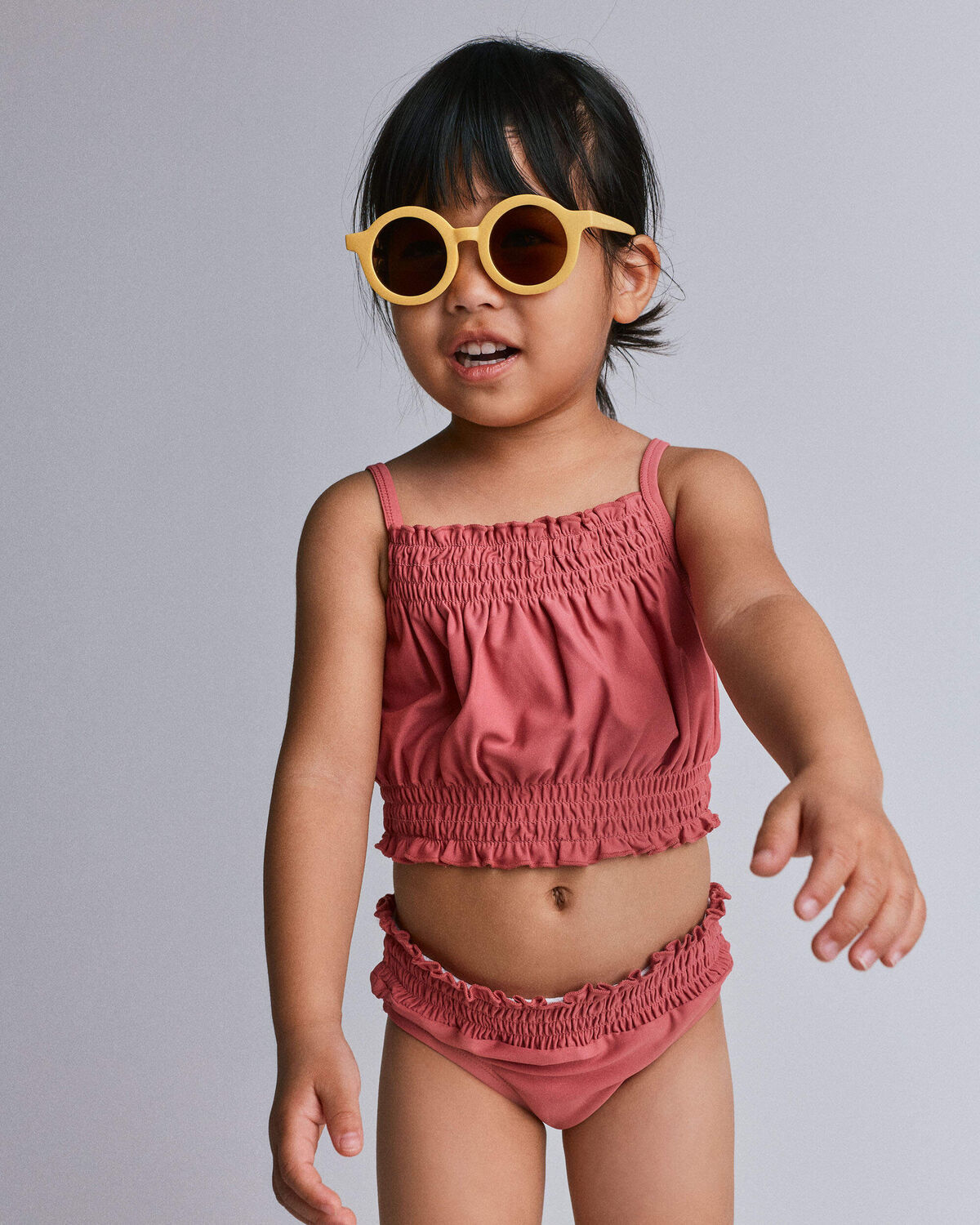Toddler Girl Smocked Tankini Set - Rose 1 Toddler Girl Smocked Tankini Set - Rose
