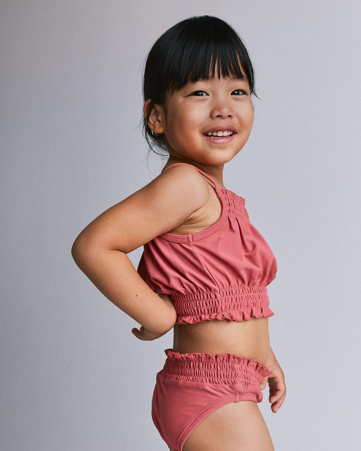Toddler Girl Smocked Tankini Set - Rose 3 Toddler Girl Smocked Tankini Set - Rose