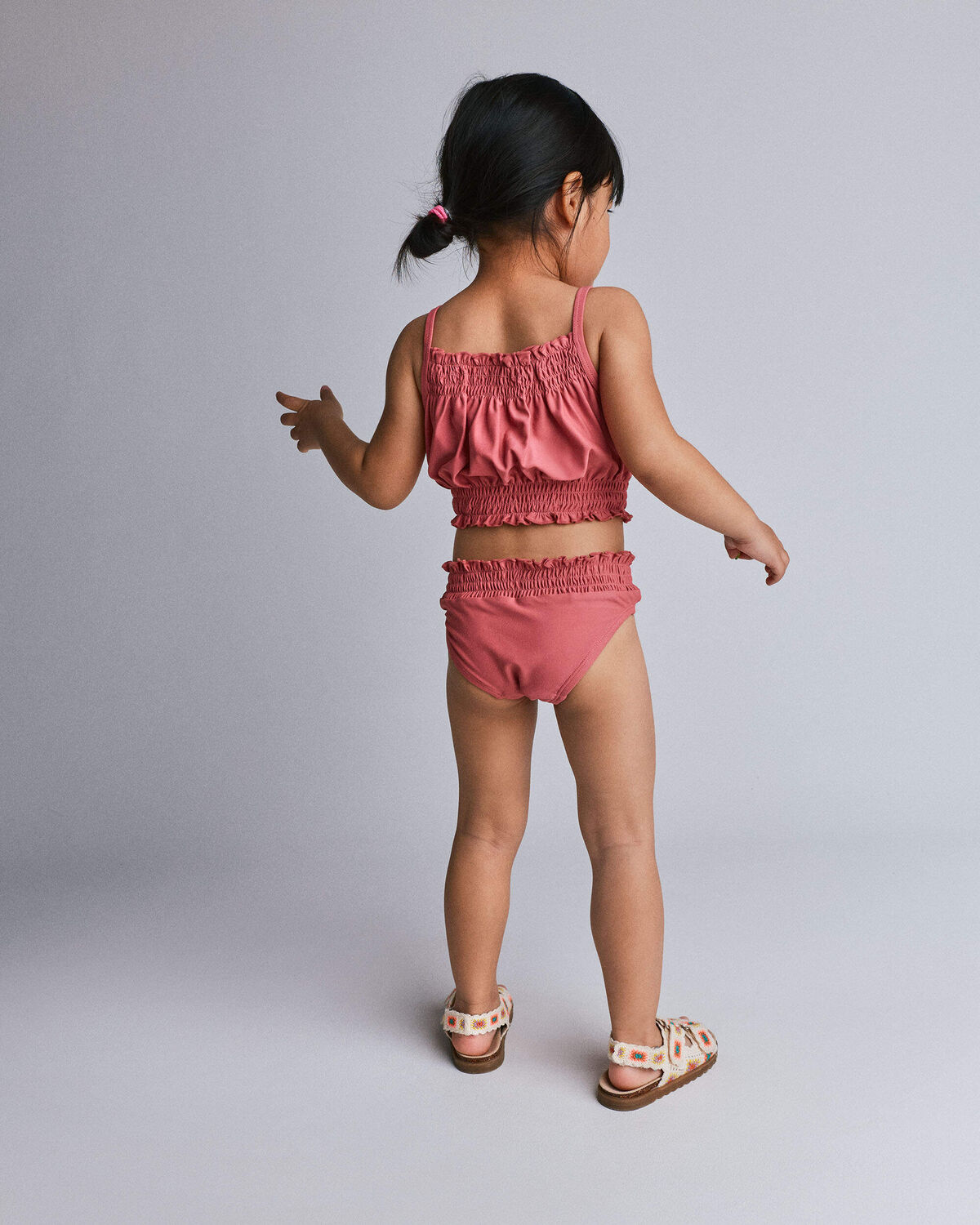 Toddler Girl Smocked Tankini Set - Rose 4 Toddler Girl Smocked Tankini Set - Rose