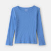 Girls Long-Sleeve Ribbed Top - Blue