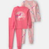 Toddler Girl 4-Piece Unicorn 100% Cotton Snug Fit Pajama Set - Coral/Pink 5 Toddler Girl 4-Piece Unicorn 100% Cotton Snug Fit Pajama Set - Coral/Pink