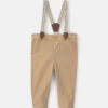 Baby Boy Twill Suspender Pants - Khaki