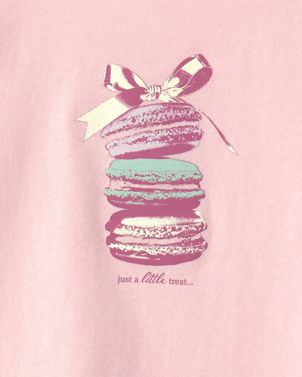 Girls Macaron Bow Graphic Tee - Pink