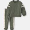 Baby Boy 2-Piece 'MVP' French Terry Long-Sleeve Top & Pant Set - Olive Green